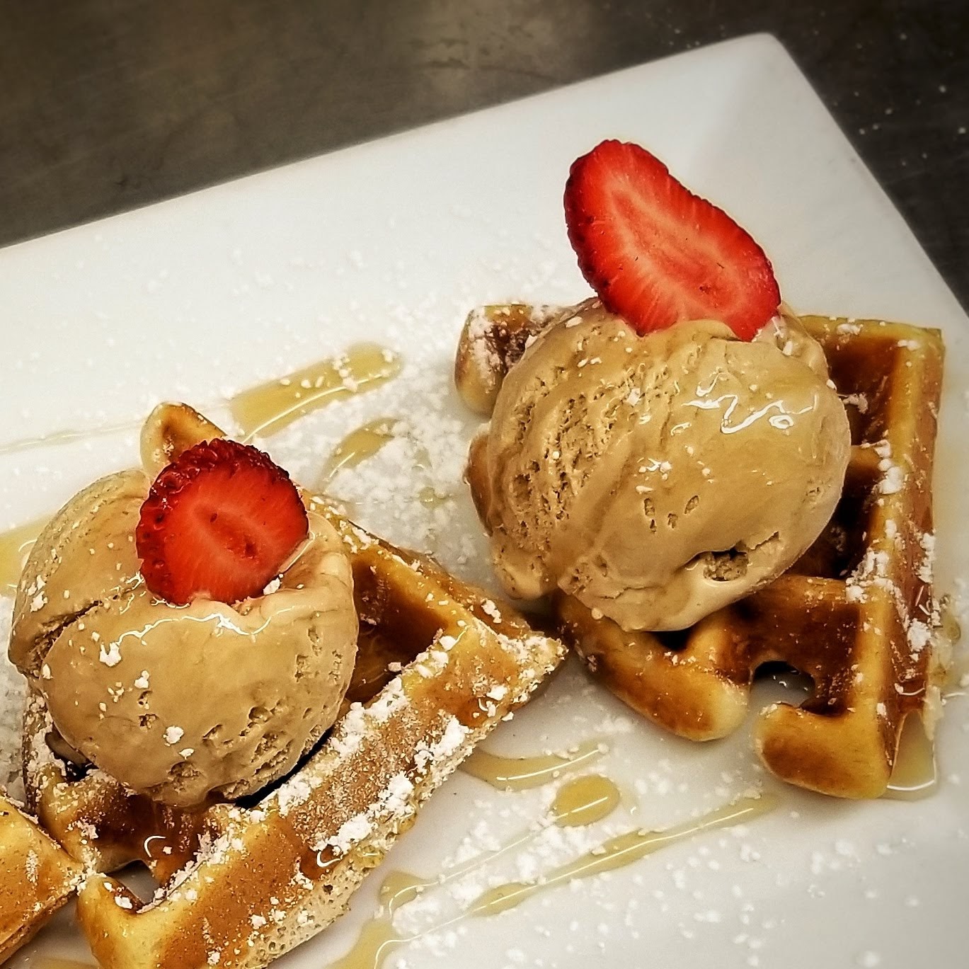 Waffles with Vanilla ice cream